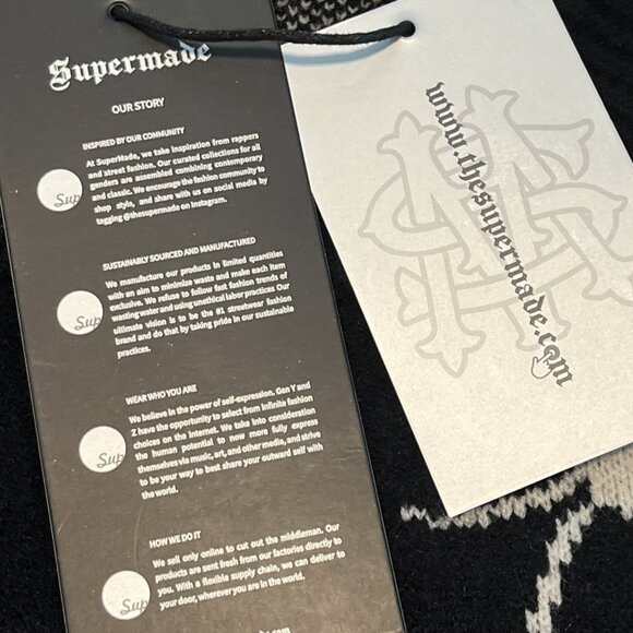 Men's Supermade Knit Sweater SZ XL Black Spider Web Streetwear Frayed NWT - Picture 4 of 8